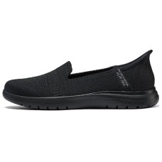Skechers Slip Ins Cushioned Slip-Resistant Breathable Low-Top Casual Shoes Women's All Black Черный, 38