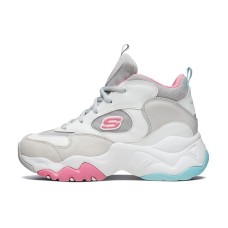 Skechers D'LITES 3.0 Wear-Resistant Mid-Top Casual Shoes Women's Gray Blue Pink 35
