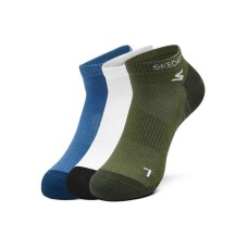 Skechers Ankle Socks Unisex 3 Pack 3 Pack (White Blue/Olive Green/03Y3), S