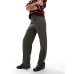 Pull&Bear high waist straight leg trousers in dark brown Коричневый, US 4
