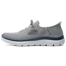 Skechers Sport Anti-Slip Wear-Resistant Low-Top Casual Running Shoes Men's Gray GRAY/NAVY, 43