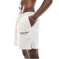 Jack & Jones swim short in cream Бежевый, M - W32