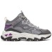 Skechers OUTDOOR Breathable Height Increasing Rebound Mid-Top Casual Shoes Women's Gray Purple Purple/Multicolor/PRMT, 37