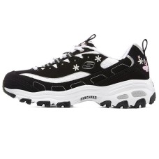 Skechers D'Lites 1.0 Chunky Sneakers Women's Low-Top Black/White/Silver 35