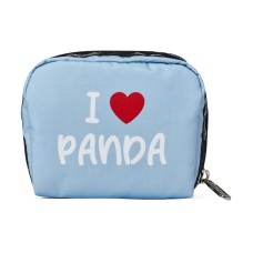 Skechers LeSportsac Collaboration Fabric Clutch Makeup Bag Medium Size Unisex Blue Panda Blue Panda, Medium Size