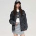 Jeep Denim Jacket Unisex Black Gray Black Gray, L