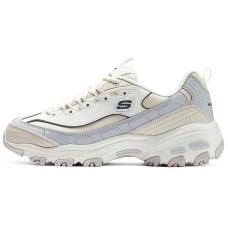 Skechers D'LITES 1.0 Cushioning Wear-Resistant Low-Top Casual Shoes Women's White Gray White gray, 36.5