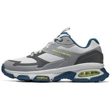 Skechers Cushioning, Wear Resistant Low Top Casual Shoes Men's Gray White Серый Белый, 43