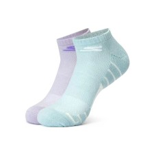 Skechers Ankle Socks Unisex 2 Pack 2 Pack (Baby Blue/Jersey Purple/04CK), S