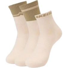 Skechers Mid-Calf Socks Unisex 3 Pack Beige 3 Pack (Beige), S
