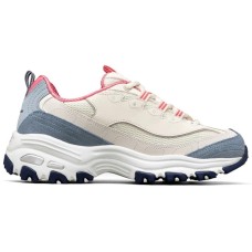 Skechers D'LITES 1.0 Milk Tea Bear Blueberry Liqueur Abrasion Resistant Low Top Casual Shoes Women's Blue Natural/Blue, 35