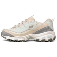 Skechers D'Lites 1.0 Casual Shoes Women's Low-Top Beige/White/Gray/Blue 38