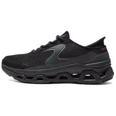 Skechers Sport Cushioned Slip-Resistant Low-Top Casual Running Shoes Men's Black Black/charcoal gray, 39.5