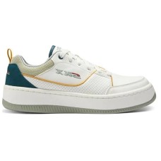 Skechers Slip Resistant Breathable Low Top Skateboard Shoes Men's White Green Cyan White Green Turquoise, 42