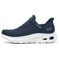 Skechers Slip Ins Cushioned Wear-Resistant Breathable Supportive Slip-Resistant Low-Top Casual Shoes Women's Blue Синий, 36