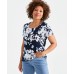 Women's Printed Scoop-Neck Short-Sleeve Top, Exclusively at Macy's Alice Indigo, S