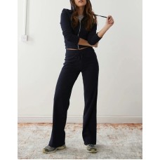 COLLUSION straight leg waffle pant in navy Синий, US 6