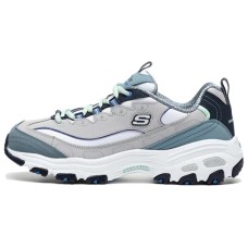 Skechers D Lites 1.0 Low Running Shoes Grey/Blue Women's 36