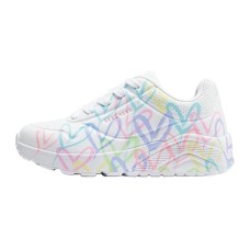 Skechers Girls UNO Durable Breathable Low Top Kids Lifestyle Shoes White Kids' Белый, 34