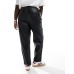 ASOS DESIGN Curve faux leather straight leg trousers in black Черный, US 16