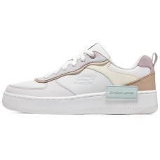 Skechers Sport Court 92 Durable Breathable Low-Top Skateboard Shoes Women's White Yellow Pink White Yellow Pink, 36