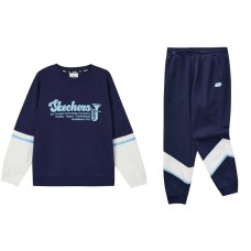 Skechers Colorful Casual Sportswear Men Set (Medieval Blue), M