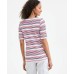 Women's Striped Elbow-Sleeve Top, Exclusively at Macy's Movement Red, L