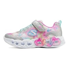 Skechers Kids SKECHERS GIRLS Anti-Slip Wear-Resistant Kids Lifestyle Shoes Silver Pink Kids' Silver/Multi-Colored, 28.5