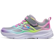 Skechers Girls Cushioning, Wear Resistant Low Top Kids' Running Shoes Gray Teenagers Серый, 27.5