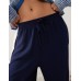 Reclaimed Vintage wide leg trouser with side contrast panel in navy Синий, XS - US 4-6