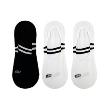 Skechers Colorful No Show Socks Unisex 3 Pack 3 Pack (Black+White+White), M