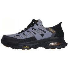 Skechers Anti Slip Wear Resistant Low Top Running Shoes Men's Black Gray Black Gray Color, 39.5