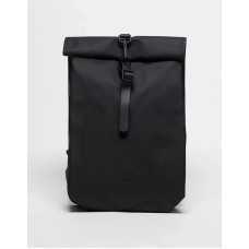Rains 13330 unisex waterproof mini roll top backpack in black Черный