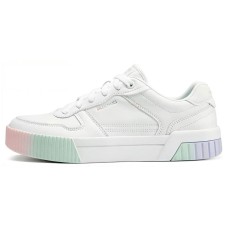 Skechers Court Classics Slip Resistant Low Top Skateboard Shoes Women's White Green Pink WHITE GREEN PINK, 35
