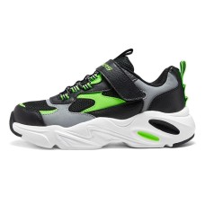 Skechers Wear-Resistant Breathable Slip-Resistant Kids Lifestyle Shoes Black Green Kids' Черно-зеленый, 33
