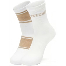 Skechers Ankle Socks Unisex 2 Pack Light Umber Gray/Bright White, M