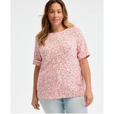 Plus Size Printed Elbow-Sleeve top, Exclusively at Macy's Wildflower, 2X