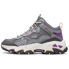 Skechers OUTDOOR Breathable Height Increasing Rebound Mid-Top Casual Shoes Women's Gray Purple Purple/Multicolor/PRMT, 37