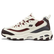 Skechers D'Lites Zip Along Shoes 'White Burgundy Grey' Women's Beige Red Umber, 35.5