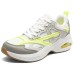 Skechers Cushioned Slip Resistant Low Top Running Shoes Women's White Gray Yellow White Gray Yellow, 35.5