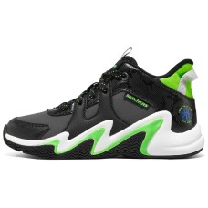 Skechers Skech-Flow Boys Slip-Resistant Anti-Kick Mid-Top Children's Basketball Shoes Black Lemon Teenagers Black Lemon, 30