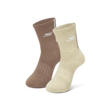 Skechers Mid Calf Socks Unisex 2 Pack 2 Pack (Summer Sand White+Camel), S