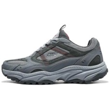 Skechers OUTDOOR MENS Anti-Slip Wear-Resistant Low-Top Casual Shoes Men's Charcoal Gray Red Charcoal Gray/Red, 45