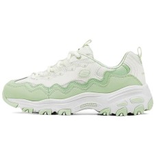 Skechers DLITES Anti-Slip Wear-Resistant Low-Top Chunky Sneakers Women's White Green Natural/green, 37.5