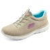 Skechers Summits Cushioning Wear-Resistant Low-Top Casual Shoes Women's Beige Blue Taupe/Multicolor, 37.5