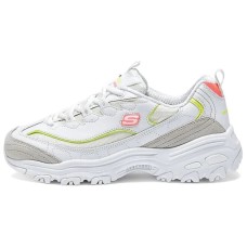 Skechers DLITES Anti-Slip Wear-Resistant Low-Top Chunky Sneakers Women's White Yellow White Pink/Lemon, 37