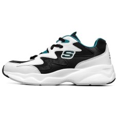 Skechers D'Lites Airy Low Top Running Shoes White/Black/Green Women's 35.5