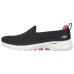Skechers Go Walk 6 Ocean Splash Breathable Warm Low-Top Casual Shoes Women's Black Pink Black/Pink, 36
