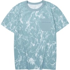 Skechers Sports Life Collection T Shirt Men Gray Blue Marble Crackle All Over Print Gray Blue Marble Full Grain/04BB, M