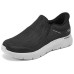 Skechers Slip Ins Anti-Slip Wear-Resistant Low-Top Casual Shoes Men's Black White Черно-белый, 39.5